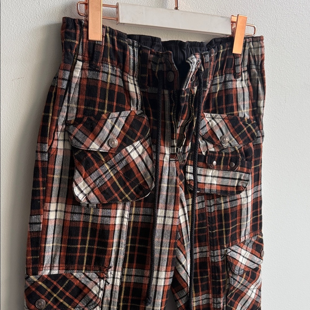 Free People Brown & Black Plaid Cargo Pants - Picture 3 of 6